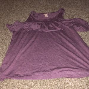 Purple cold shoulder tank top